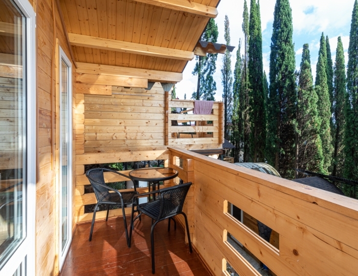 Повышенной комфортности 3-местный 1-комнатный деревянный домик - Пансионат «Солнечный» Холодная речка